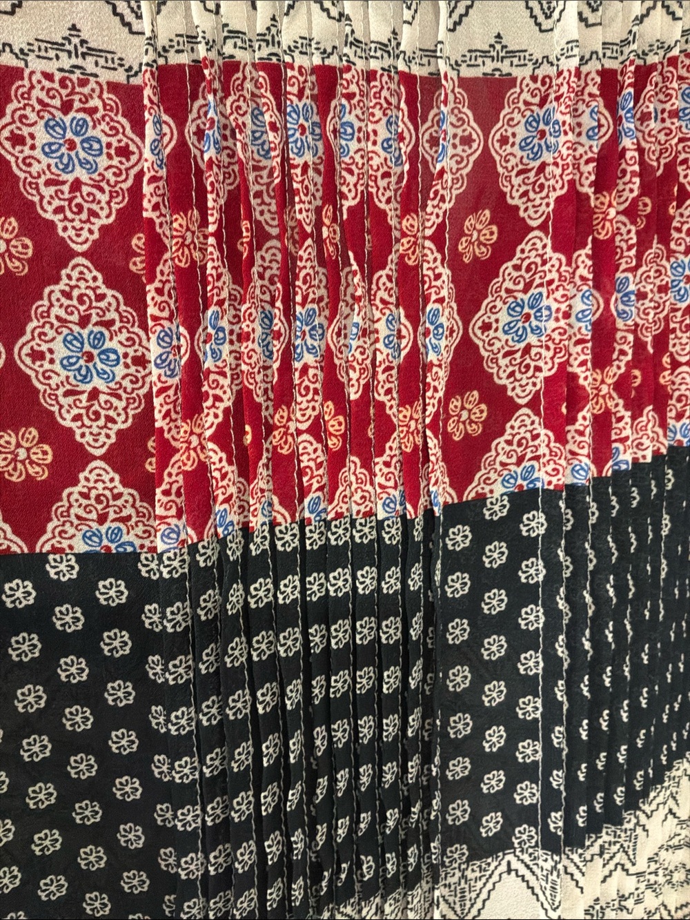 American Rag Red Navy White Patterned Sheer Button-Front Tunic - Picture 4 of 5